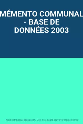 Couverture du produit · MÉMENTO COMMUNAL - BASE DE DONNÉES 2003