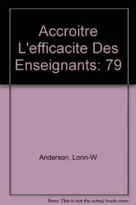 Couverture du produit · Accroître l'efficacité des enseignants