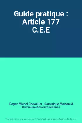Couverture du produit · Guide pratique : Article 177 C.E.E
