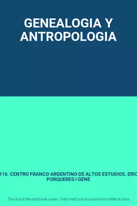 Couverture du produit · GENEALOGIA Y ANTROPOLOGIA