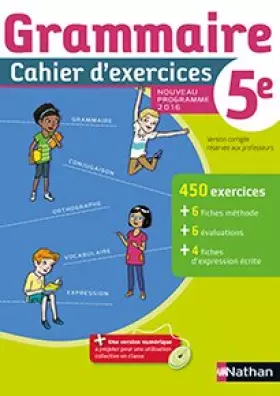 Couverture du produit · grammaire cahier d'exercices 5e 2016