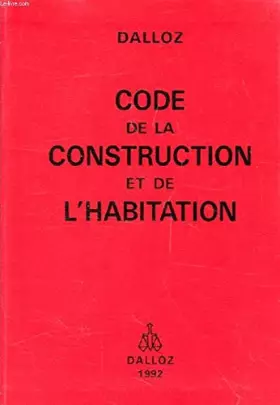 Couverture du produit · CODE DE LA CONSTRUCTION ET DE L'HABITATION