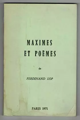 Couverture du produit · Maximes et Poèmes