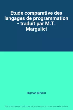 Couverture du produit · Etude comparative des langages de programmation - traduit par M.T. Margulici