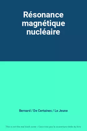 Couverture du produit · Résonance magnétique nucléaire