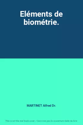Couverture du produit · Eléments de biométrie.