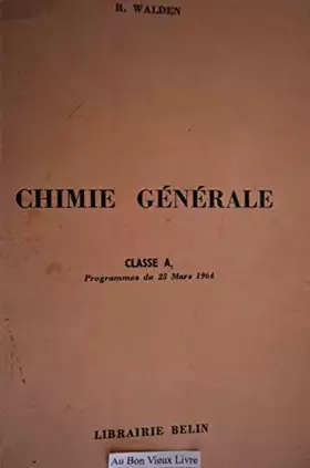 Couverture du produit · COURS DE CHIMIE, CLASSES PREPARATOIRES, TOME I, CHIMIE GENERALE