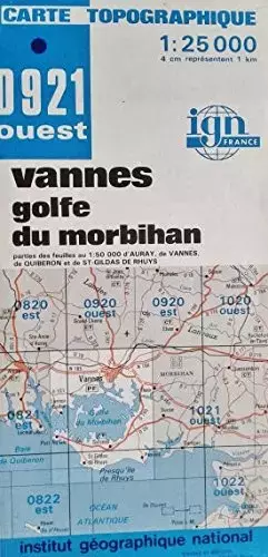 Couverture du produit · Carte de randonnée : Vannes, golfe du morbihan - IGN 0921 ouest