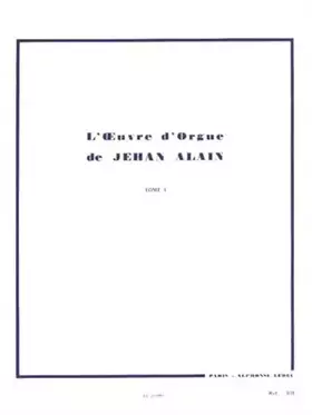 Couverture du produit · L'OEUVRE D'ORGUE TOME 1 (French Edition)
