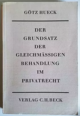 Couverture du produit · Der Grundsatz der gleichmässigen Behandlung im Privatrecht