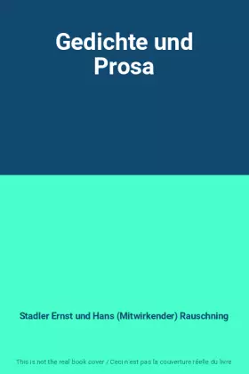 Couverture du produit · Gedichte und Prosa