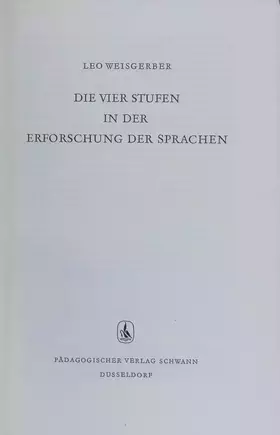 Couverture du produit · Die Vier Stufen in Der Erforschung Der Sprachen