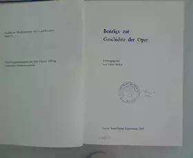 Couverture du produit · Beiträge zur Geschichte der Oper