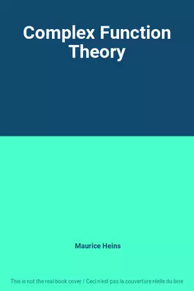 Couverture du produit · Complex Function Theory