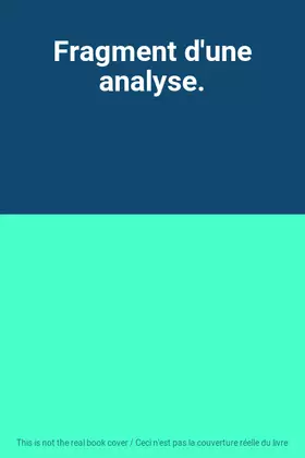 Couverture du produit · Fragment d'une analyse.