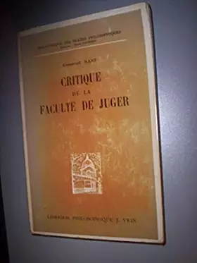 Couverture du produit · Critique de la faculte de juger