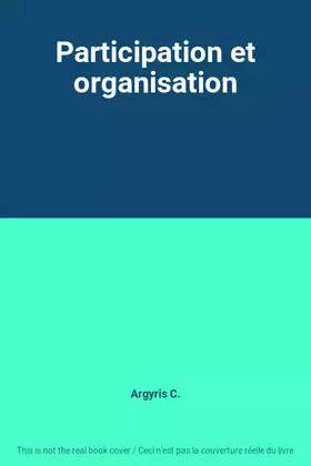 Couverture du produit · Participation et organisation
