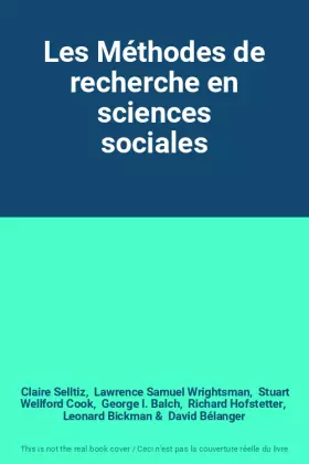 Couverture du produit · Les Méthodes de recherche en sciences sociales