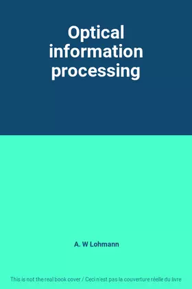 Couverture du produit · Optical information processing
