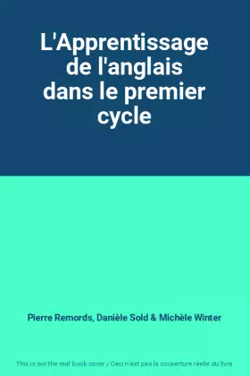 Couverture du produit · L'Apprentissage de l'anglais dans le premier cycle