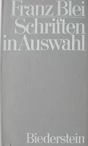 Couverture du produit · Schriften in Auswahl