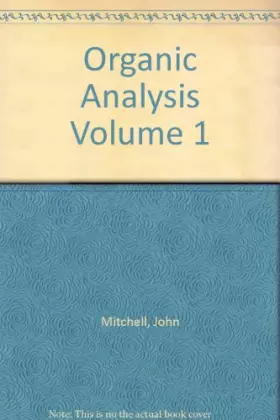 Couverture du produit · Organic Analysis Volume 1
