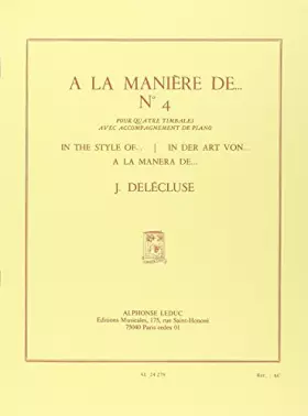 Couverture du produit · A LA MANIERE DE N04 4 TIMBALES ET PIANO