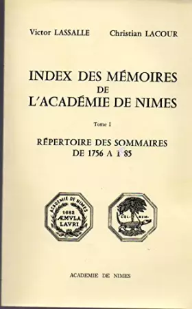 Couverture du produit · Index des mémoires de l'Académie de Nîmes