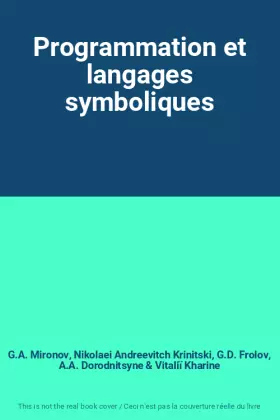 Couverture du produit · Programmation et langages symboliques