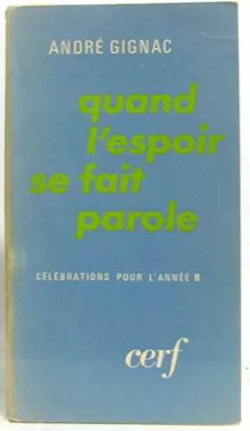 Couverture du produit · Quand l'espoir se fait parole