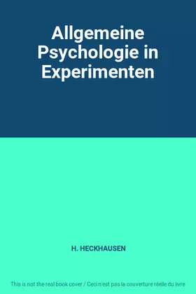 Couverture du produit · Allgemeine Psychologie in Experimenten