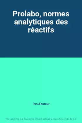 Couverture du produit · Prolabo, normes analytiques des réactifs