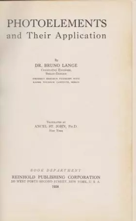 Couverture du produit · Photoelements and Their Application