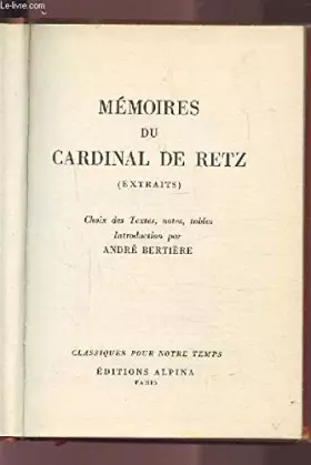 Couverture du produit · MEMOIRES DU CARDINAL DE RETZ (EXTRAITS).