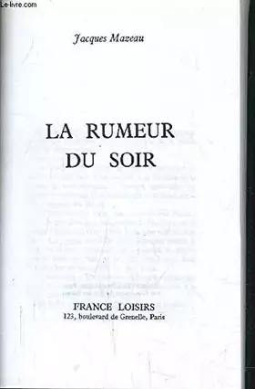 Couverture du produit · LA RUMEUR DU SOIR