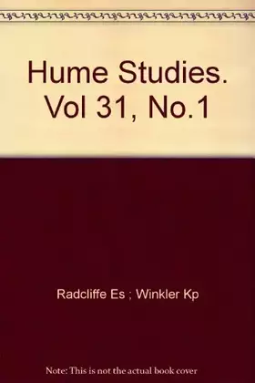 Couverture du produit · Hume Studies. Vol 31, No.1