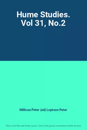 Couverture du produit · Hume Studies. Vol 31, No.2