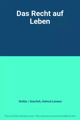 Couverture du produit · Das Recht auf Leben