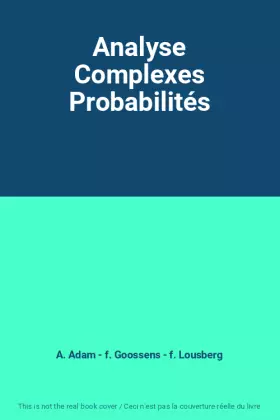 Couverture du produit · Analyse Complexes Probabilités
