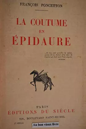 Couverture du produit · La coutume en Epidaure