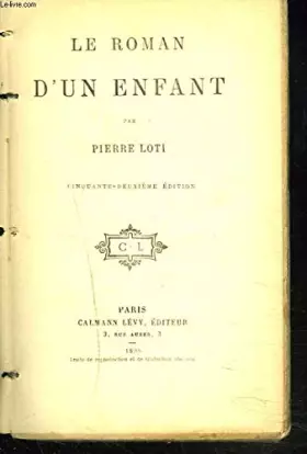 Couverture du produit · LE ROMAN D'UN ENFANT