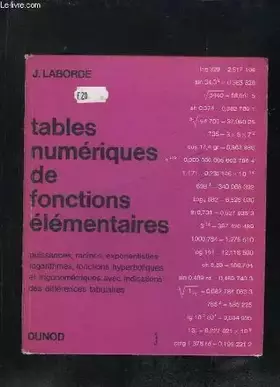 Couverture du produit · TABLES NUMERIQUES DE FONCTIONS ELEMENTAIRES. SPECIMEN.