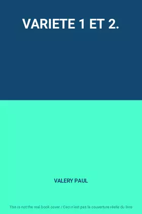 Couverture du produit · VARIETE 1 ET 2.