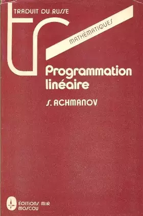 Couverture du produit · Programmation linéaire