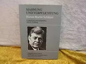 Couverture du produit · Mahnung und Verpflichtung, Hanns Martin Schleyer,