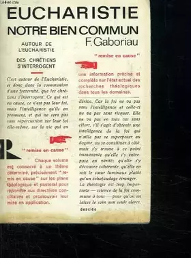 Couverture du produit · EUCHARISTIE NOTRE BIEN COMMUN.