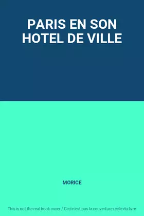 Couverture du produit · PARIS EN SON HOTEL DE VILLE