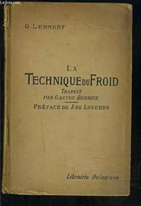 Couverture du produit · LA TECHNIQUE DU FROID