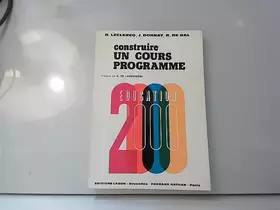 Couverture du produit · Construire un cours programmé
